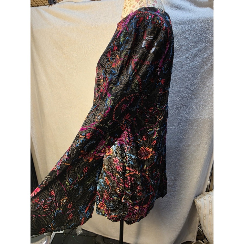 ECI Mini Dress Rainbow Burnout Velvet Bell Sleeves Whimsigoth Dark Fairy Grunge - Picture 3 of 7